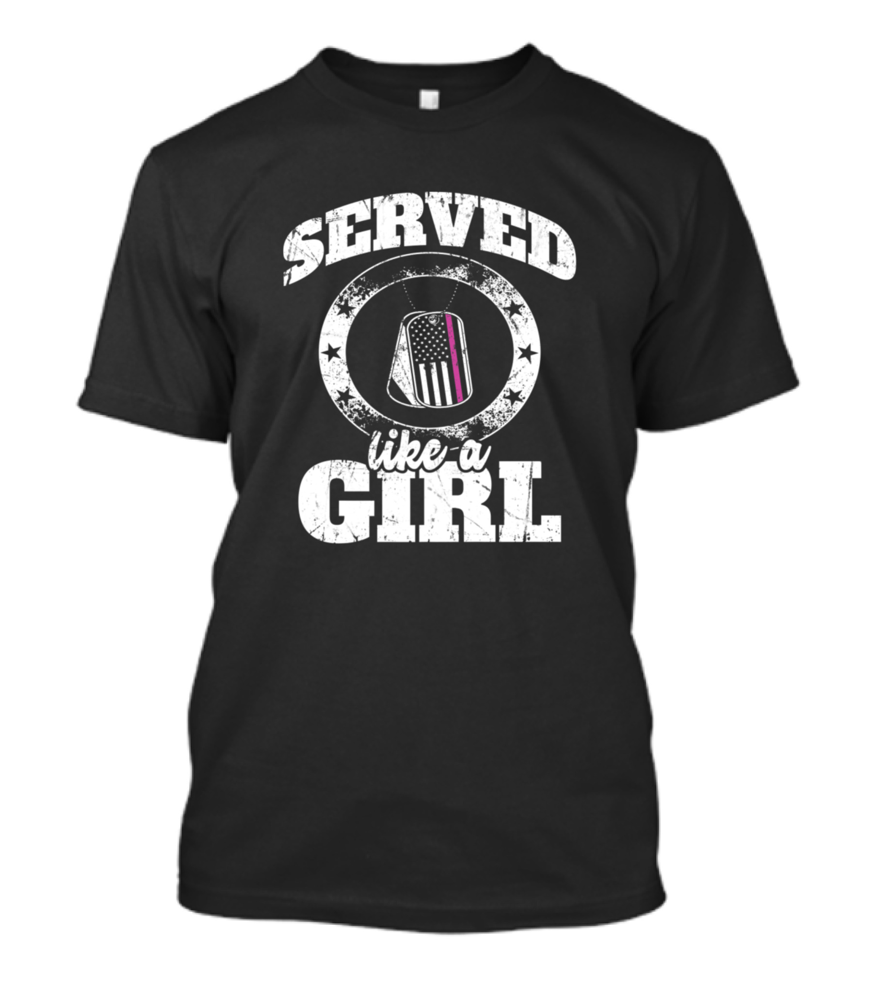 Served Like A Girl American Flag Veteran Dog Tag T-Shirt
