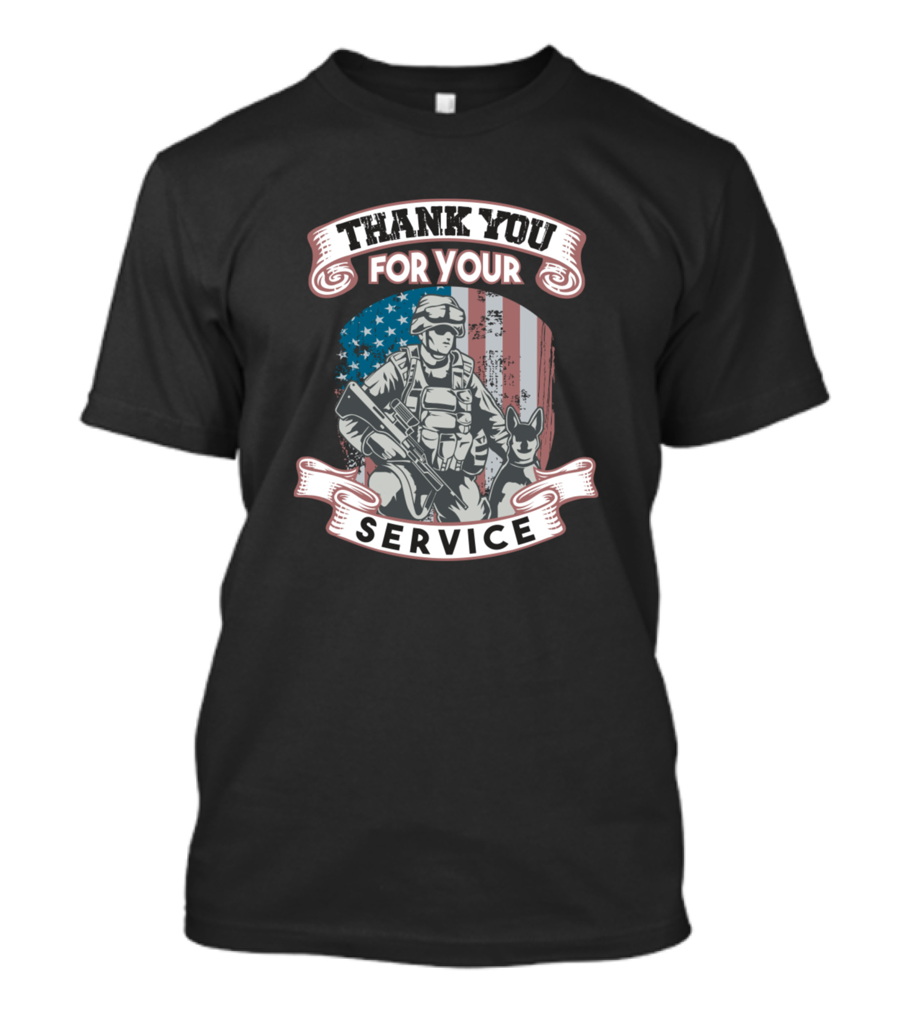 Thank You For Your Service American Flag Veterans Day Soldier And Dog T-Shirt