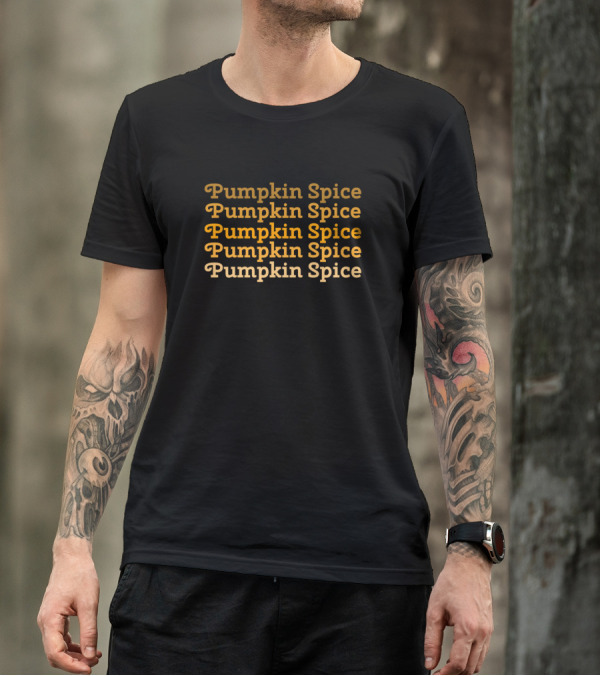 Pumpkin Spice Autumn Shades Text Stacked T-Shirt