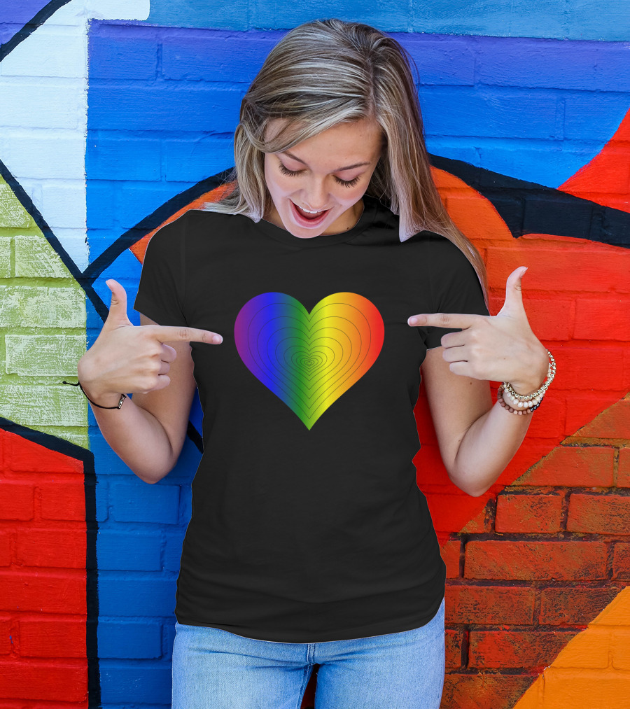 Regenbogen Herz Buntes Liebessymbol T-Shirt