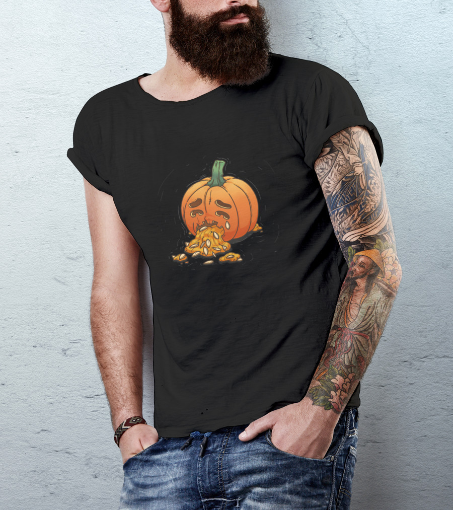 Sick Pumpkin Vomiting Emojis Bruh T-Shirt