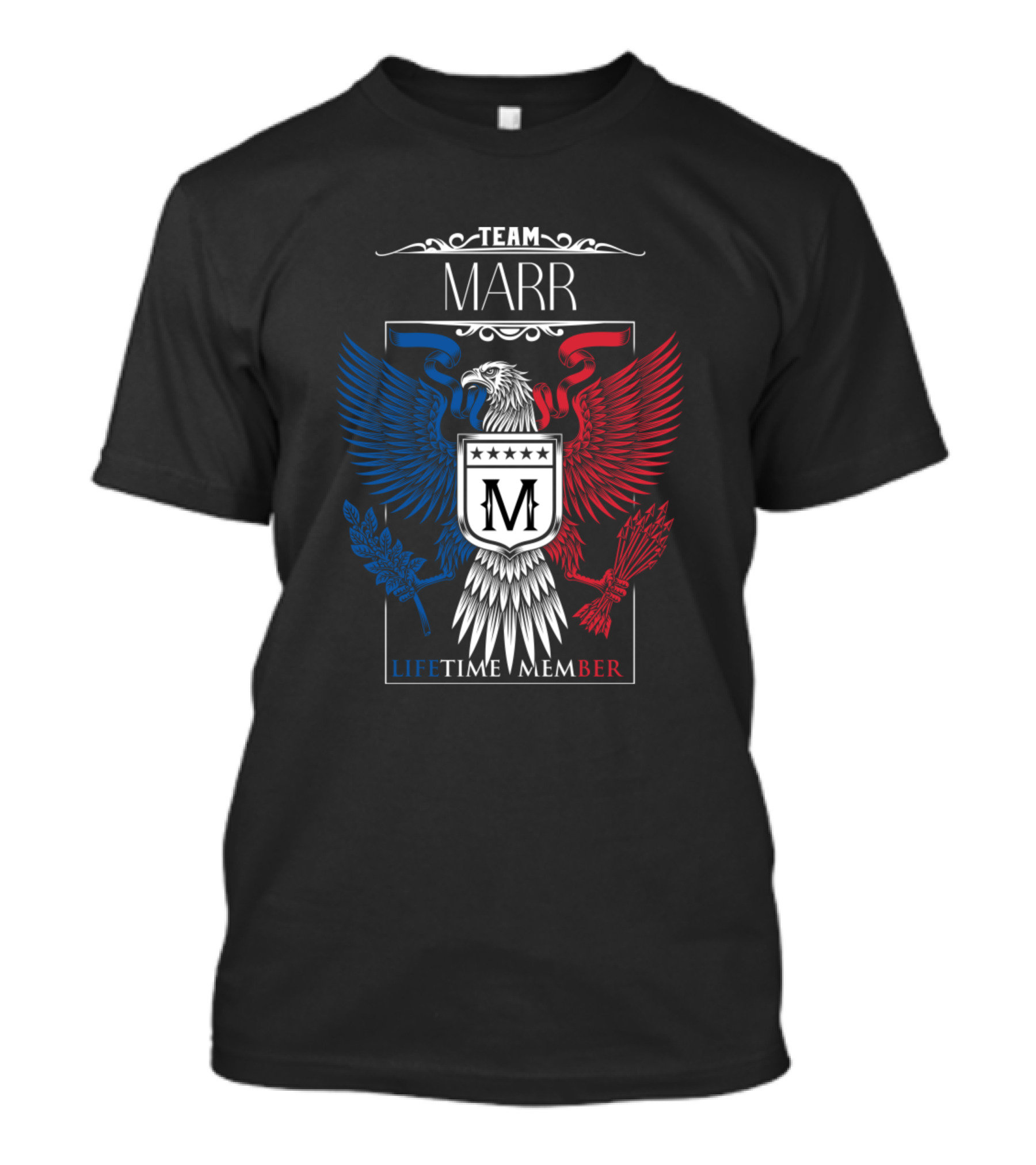 Team Marr Lifetime Member Emblem With Patriotic Eagle T-Shirt