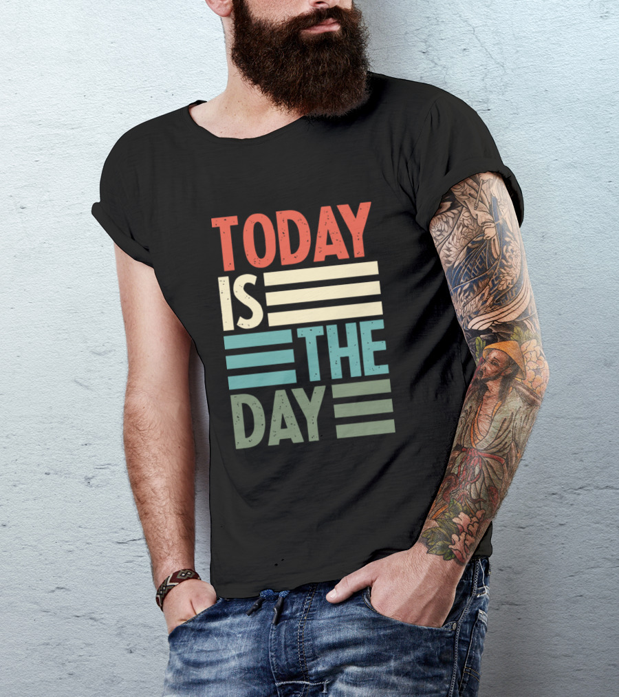 Today Is The Day Adoption Text Retro Stripes T-Shirt
