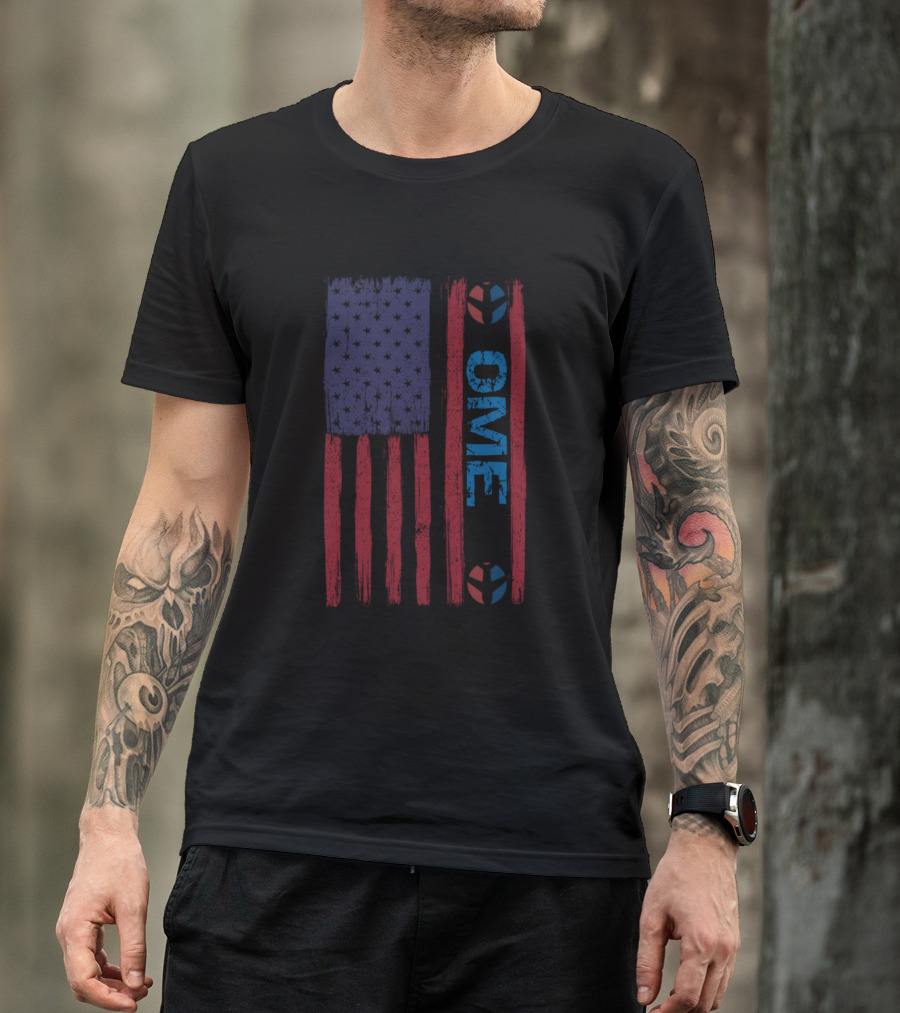 USA Flag Style Nome Airport OME Patriot T-Shirt