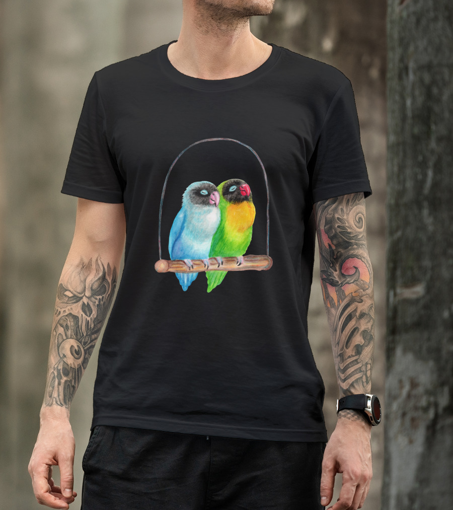 Sleepy Lovebirds On Swing Perch T-Shirt