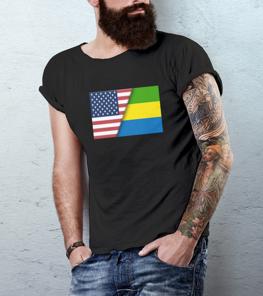 USA Flag Gabon Flag Immigrant Ancestry Homeland Connection T-Shirt