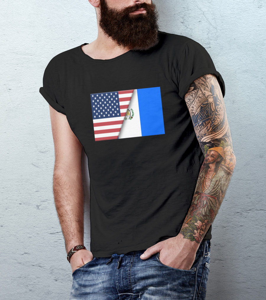 Usa Flag Guatemala Guatemalan Flag Immigrant Ancestry Unity T-Shirt