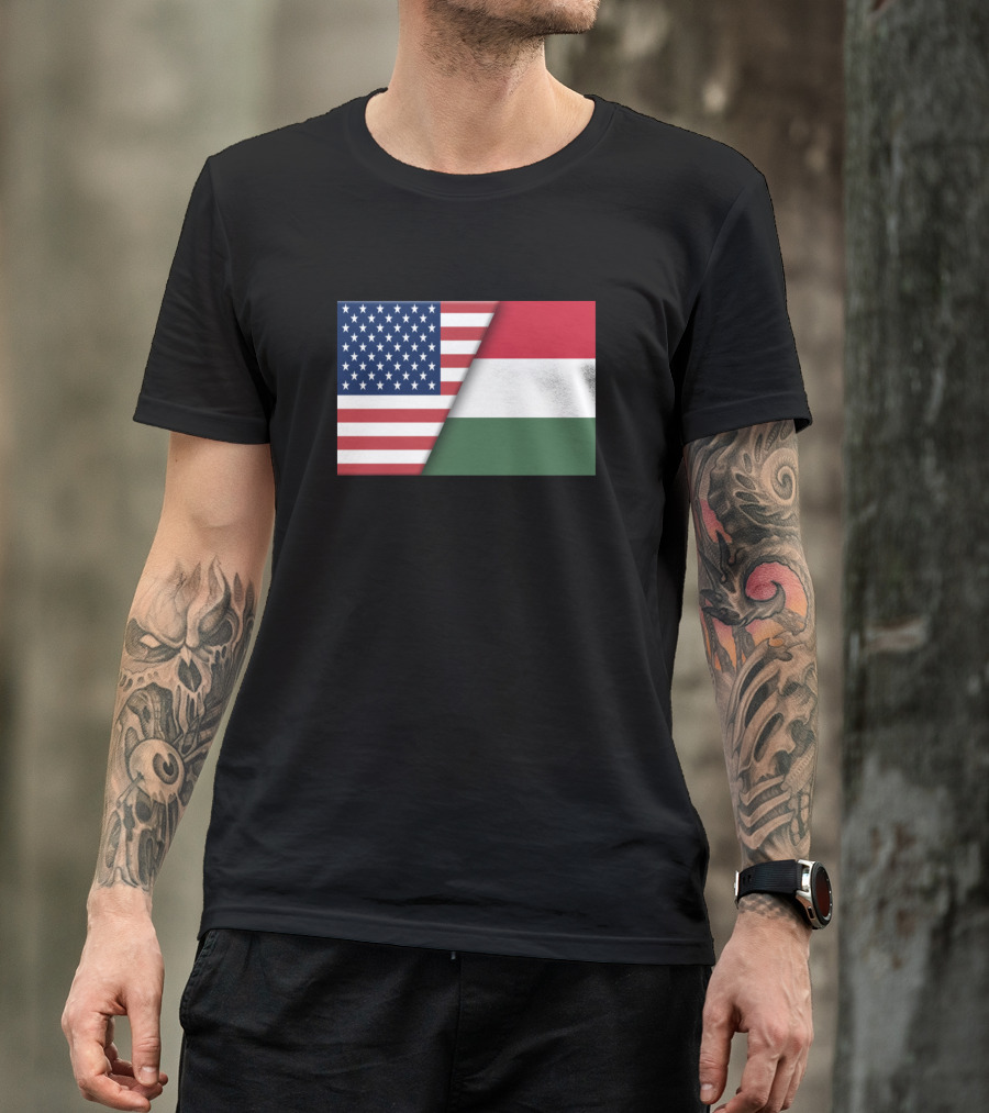 Usa Flag Hungary Hungarian Flag Immigrant Ancestry Dual Heritage T-Shirt