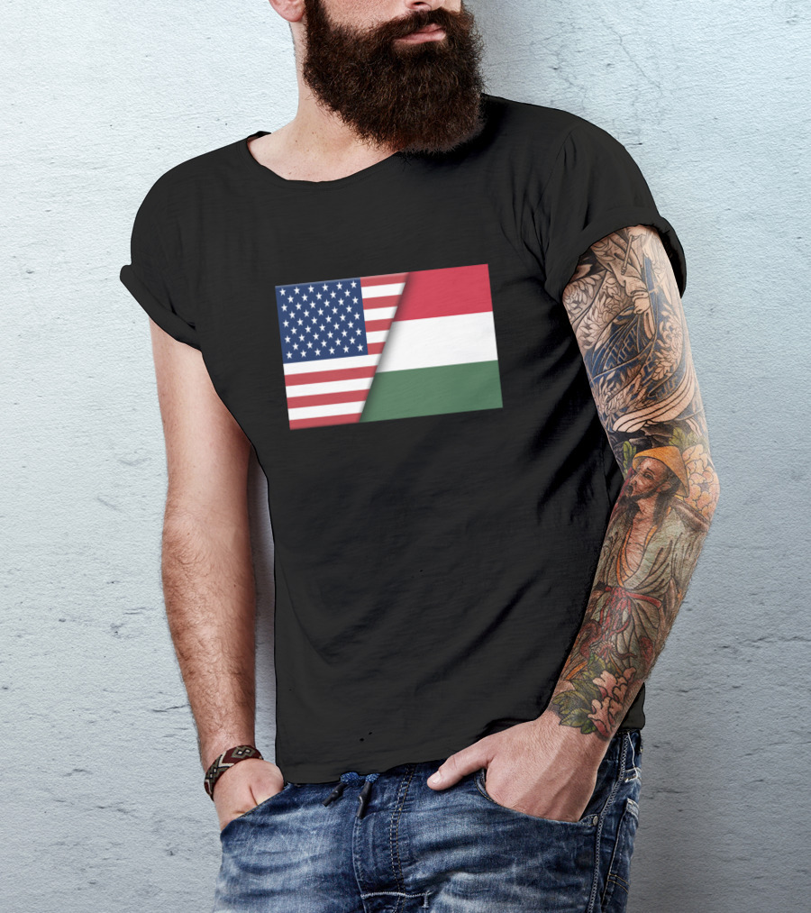 Usa Flag Hungary Hungarian Flag Immigrant Ancestry Dual Heritage T-Shirt
