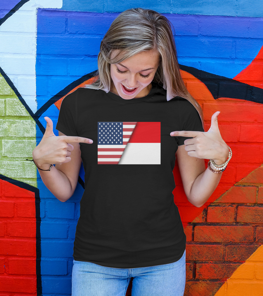 Usa Flag Indonesia Indonesian Flag Immigrant Ancestry T-Shirt