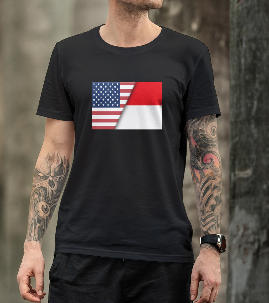 Usa Flag Indonesia Indonesian Flag Immigrant Ancestry T-Shirt