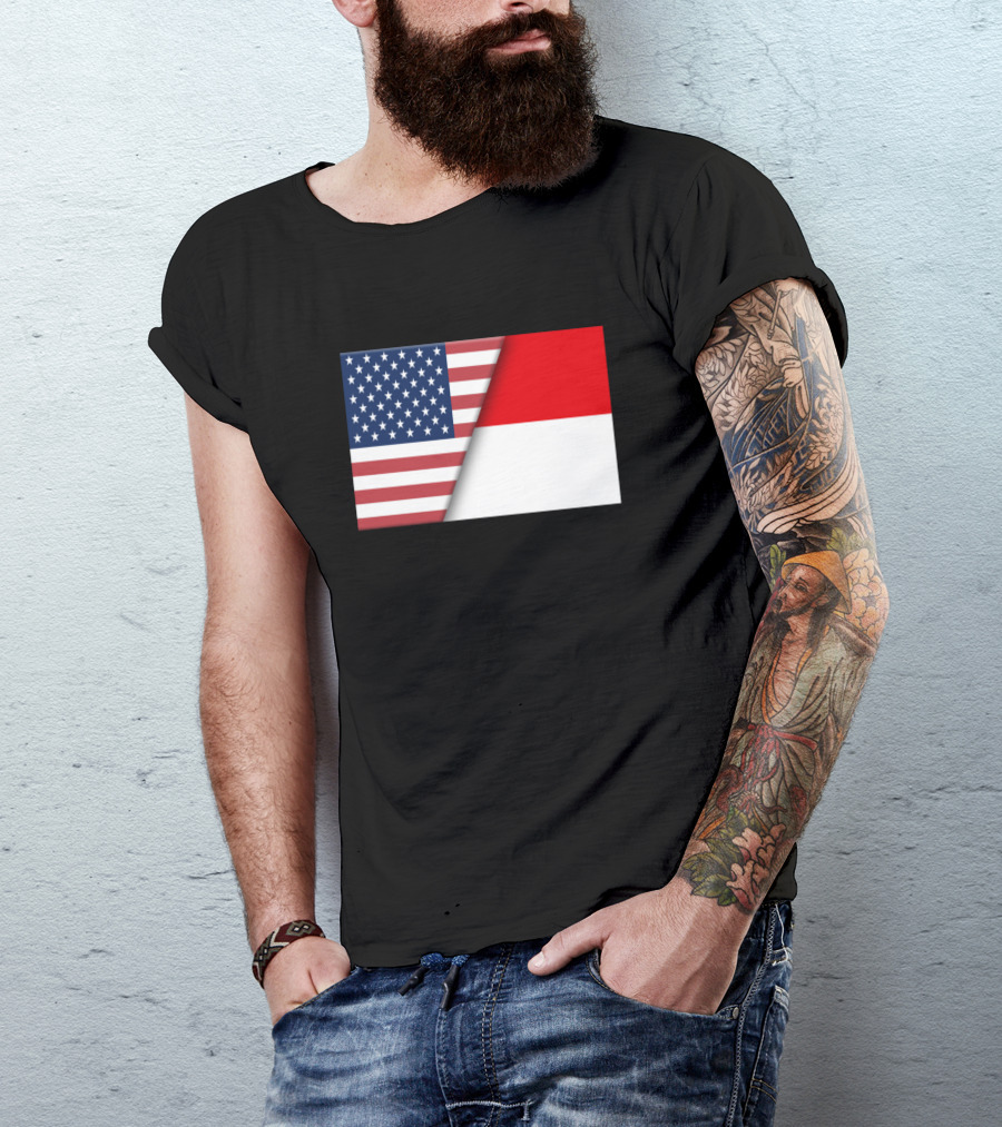 Usa Flag Indonesia Indonesian Flag Immigrant Ancestry T-Shirt