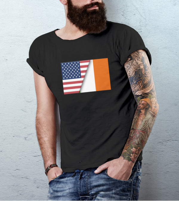 Usa Flag Ireland Irish Flag Immigrant Ancestry Hom Blend T-Shirt