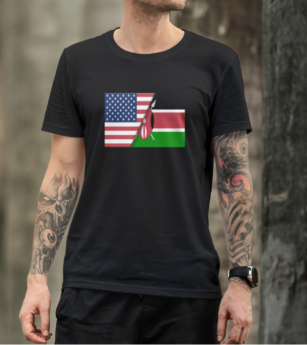 Usa Flag Kenya Kenyan Flag Immigrant Ancestry Home Dual Heritage Pride T-Shirt