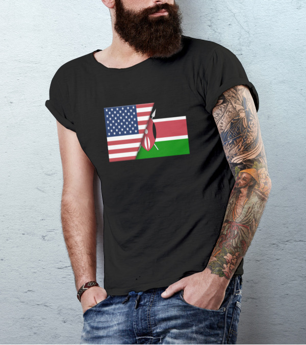 Usa Flag Kenya Kenyan Flag Immigrant Ancestry Home Dual Heritage Pride T-Shirt