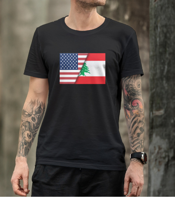 Usa Flag Lebanon Lebanese Flag Immigrant Ancestry Unity Heritage T-Shirt
