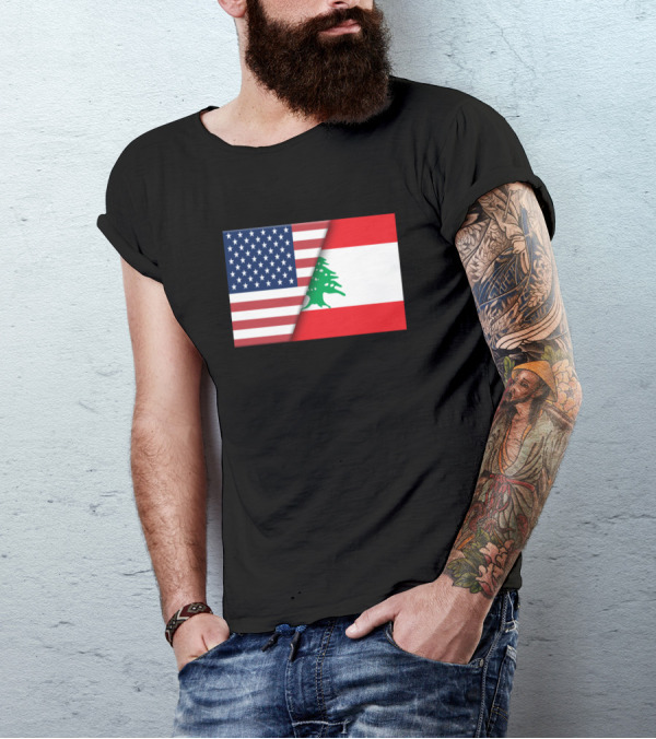 Usa Flag Lebanon Lebanese Flag Immigrant Ancestry Unity Heritage T-Shirt
