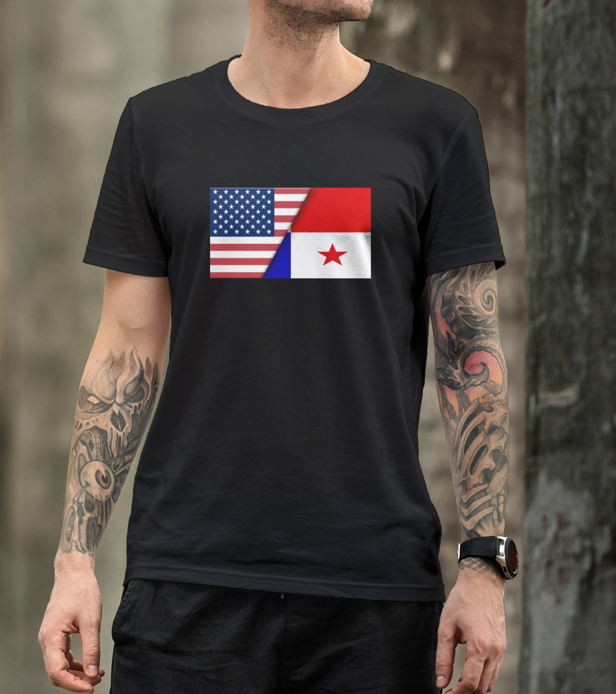 Usa Flag Panama Panamanian Flag Immigrant Ancestry Dual Heritage Pride T-Shirt