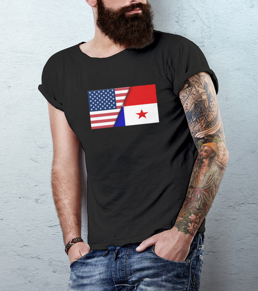 Usa Flag Panama Panamanian Flag Immigrant Ancestry Dual Heritage Pride T-Shirt