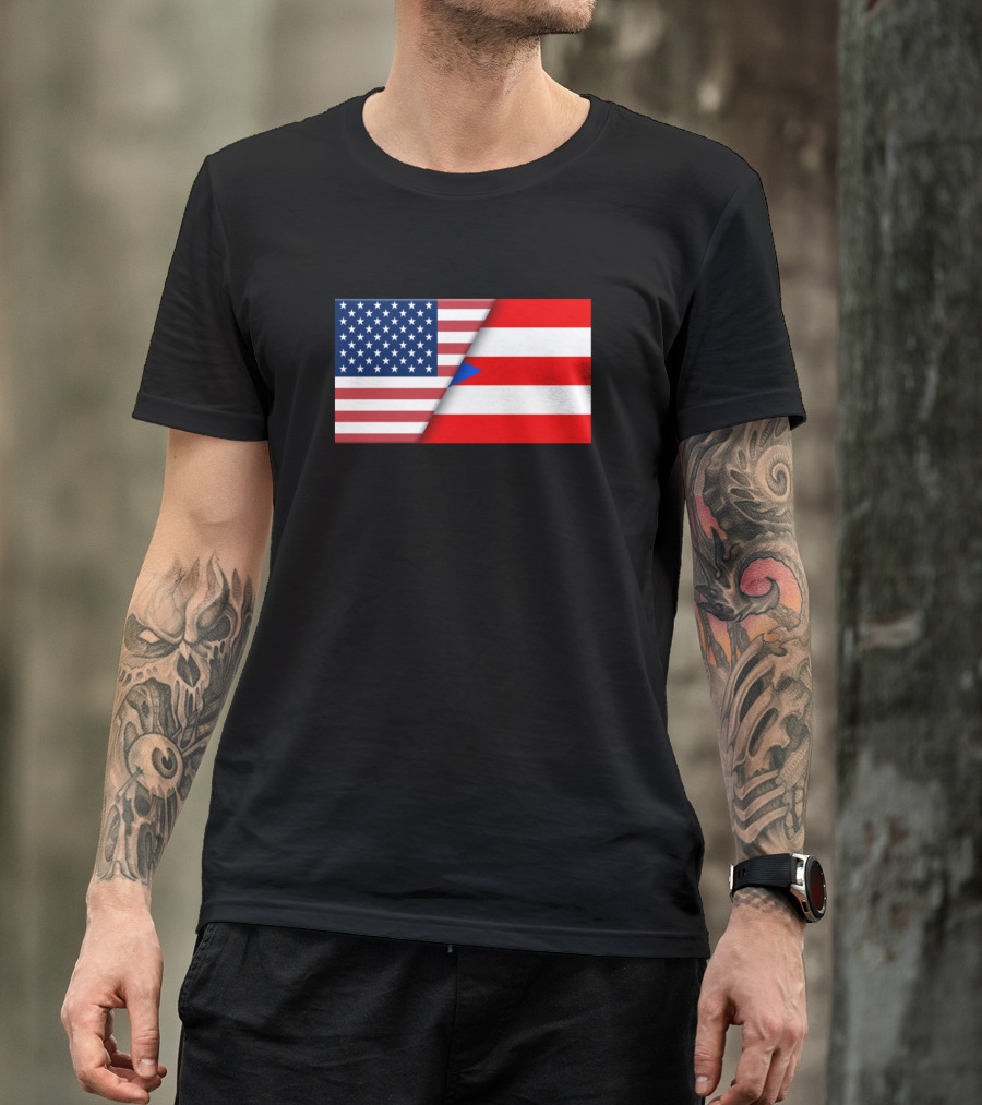 Usa Flag Puerto Rico Rican Boricua Flag Immigrant Symbolic Blend T-Shirt