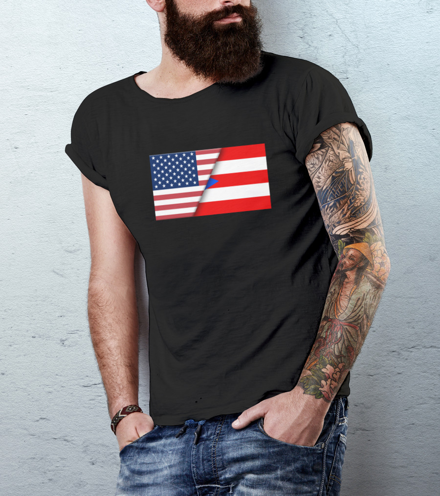 Usa Flag Puerto Rico Rican Boricua Flag Immigrant Symbolic Blend T-Shirt