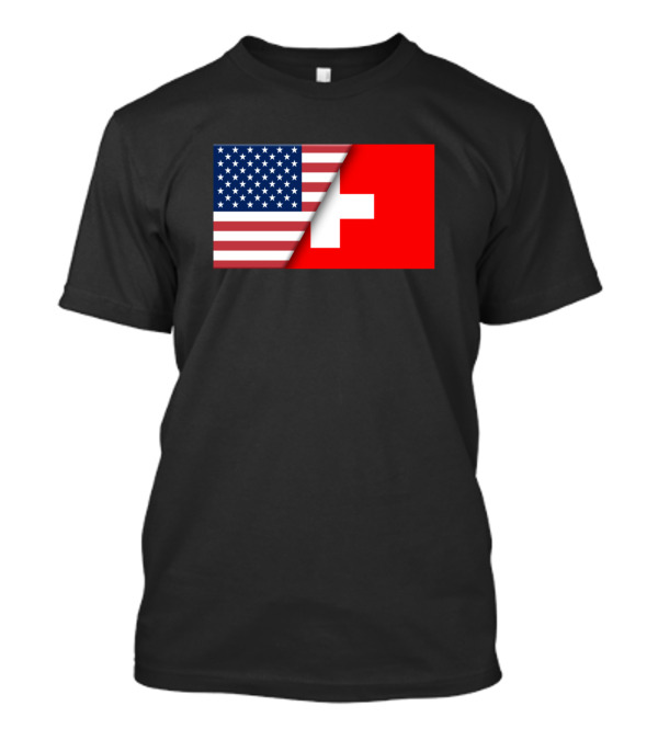 Usa Flag Switzerland Swiss Flag Immigrant Ancestry Heritage Symbol Representation T-Shirt