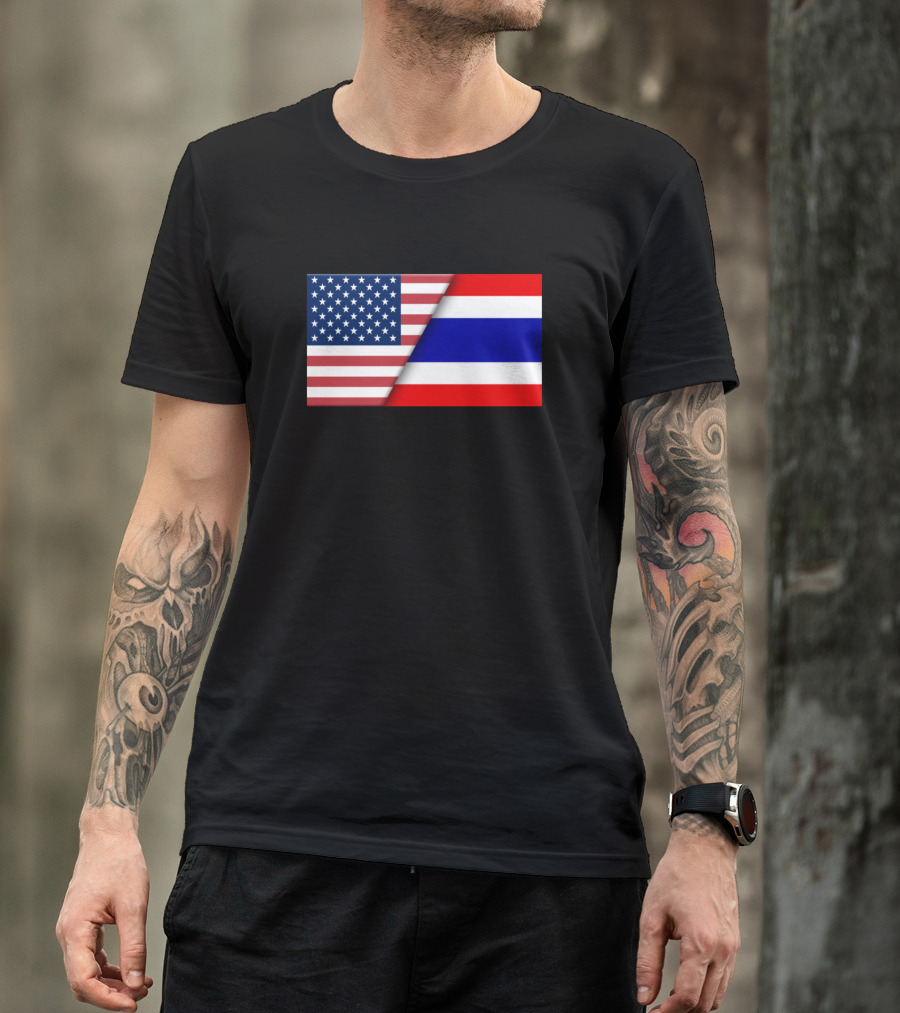 Usa Flag Thailand Thai Flag Immigrant Ancestry Hom Unity Patriots T-Shirt