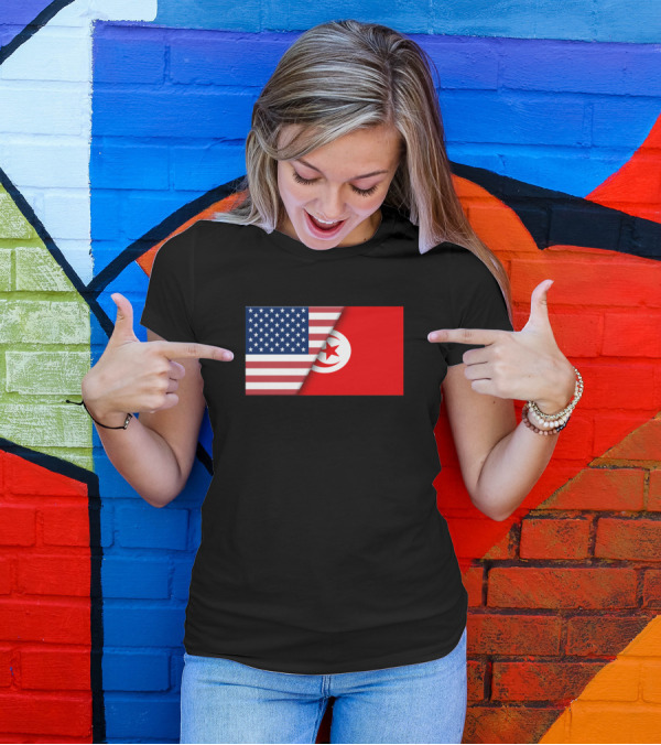 USA Flag Tunisia Tunisian Heritage Immigrant Ancestry T-Shirt