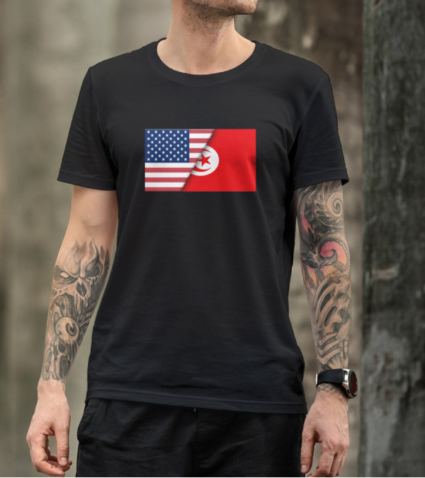 USA Flag Tunisia Tunisian Heritage Immigrant Ancestry T-Shirt
