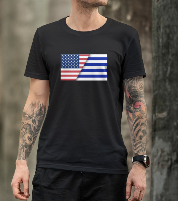 Usa Flag Uruguay Uruguayan Flag Immigrant Ancestry Heritage Connection T-Shirt