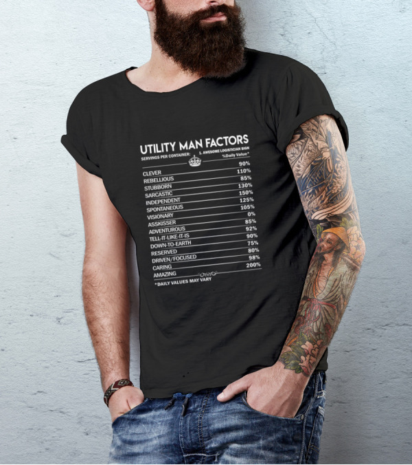 Utility Man Factors Clever Independent Visionary Amazing Daily Values T-Shirt