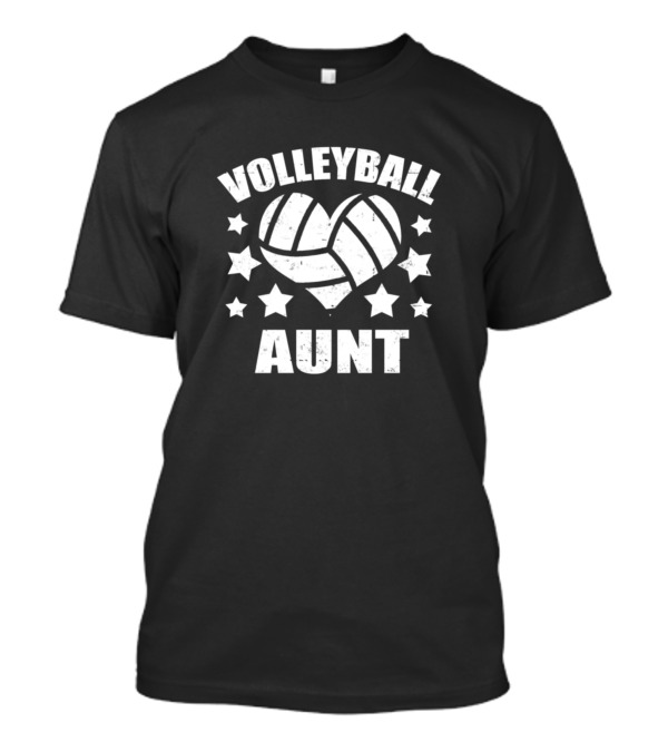 Volleyball Aunt Heart Stars T-Shirt