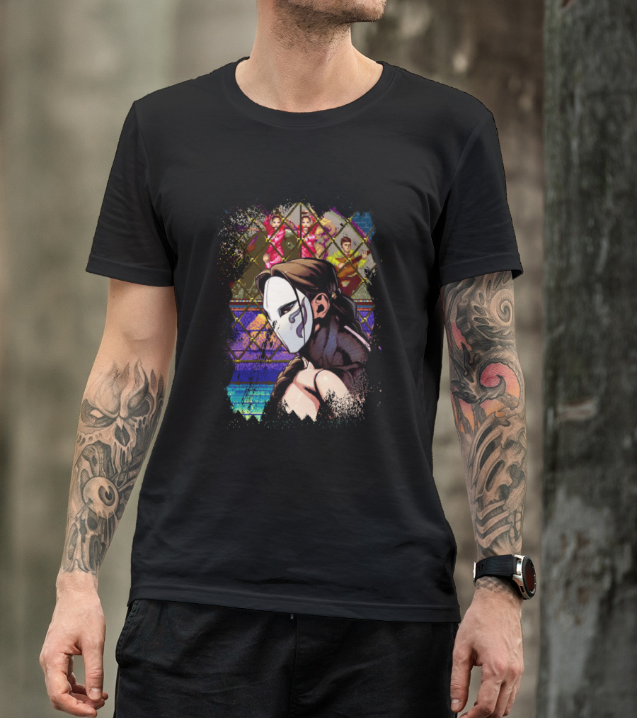 Vega Street Fighter Masked Character With Colorful Background T-Shirt