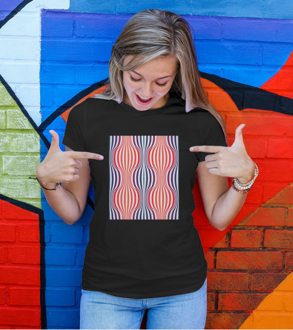 Verner Panton Red Blue Lines Shapes Seamless T-Shirt