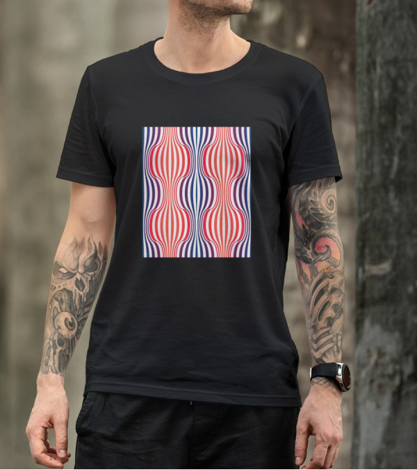 Verner Panton Red Blue Lines Shapes Seamless T-Shirt