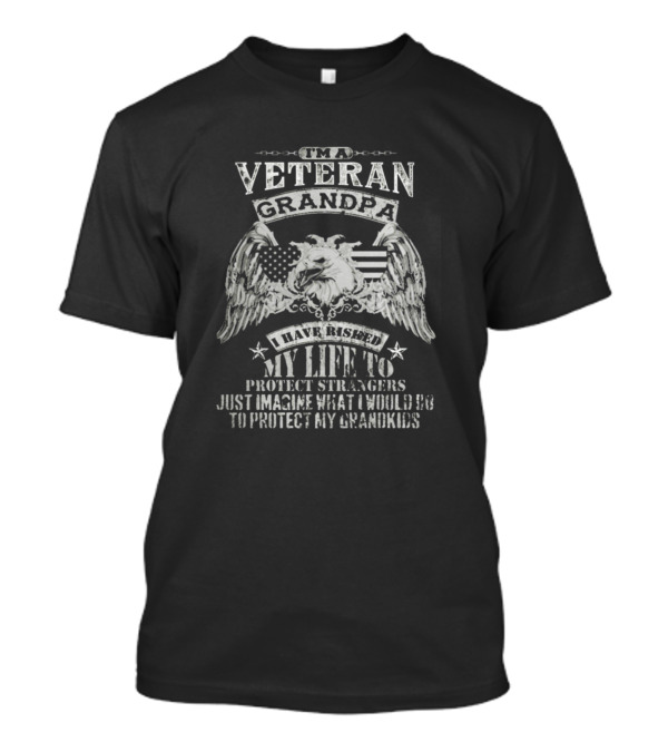 Veteran Grandpa Eagle Protect Grandkids American Flag T-Shirt