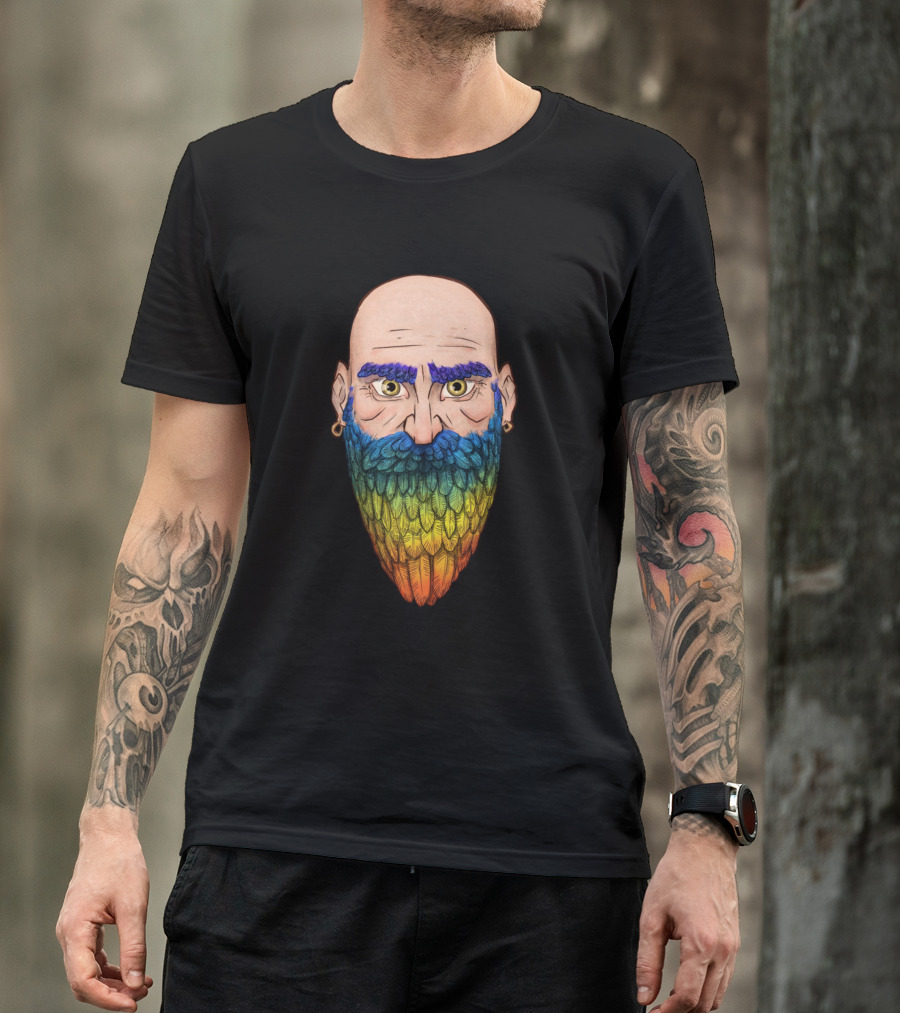 Wear Your Love Like Heaven Rainbow Beard Bald Man T-Shirt