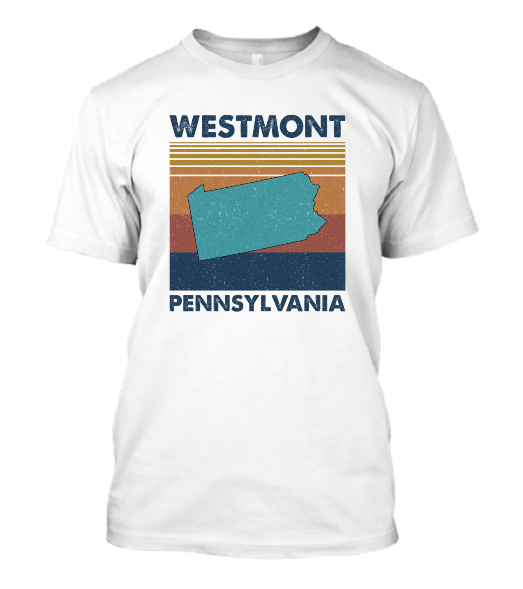 Westmont Pennsylvania Vintage State Outline Stripe T-Shirt