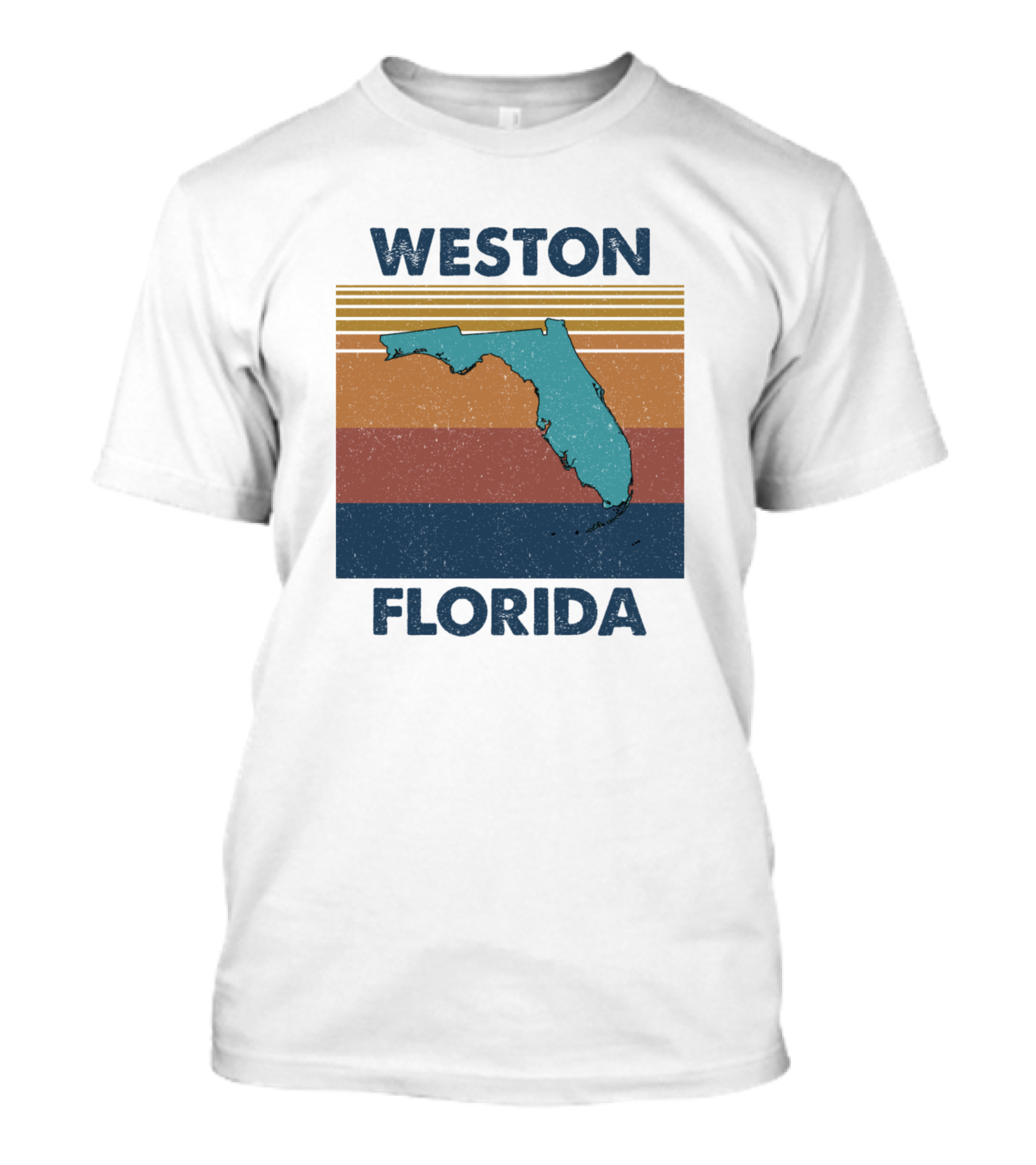 Weston Florida Vintage Map With Retro Stripes T-Shirt