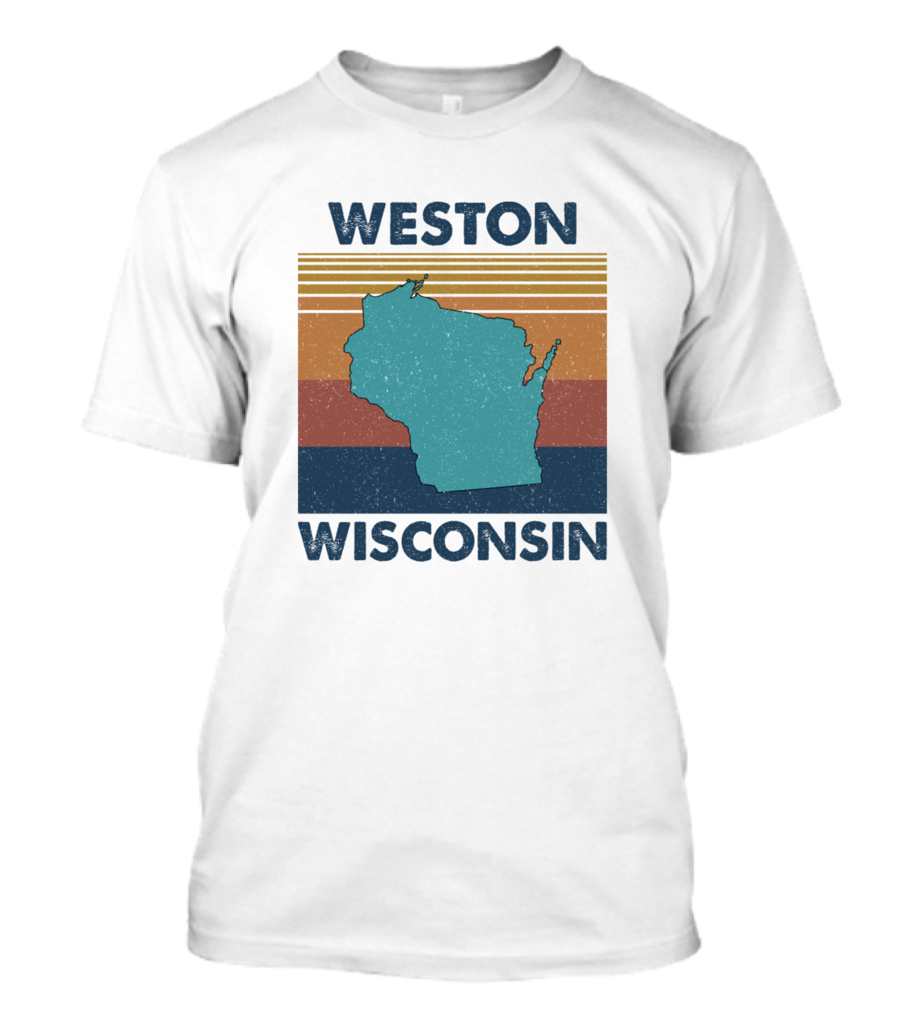 Weston Wisconsin Vintage Retro State Map Stripes T-Shirt