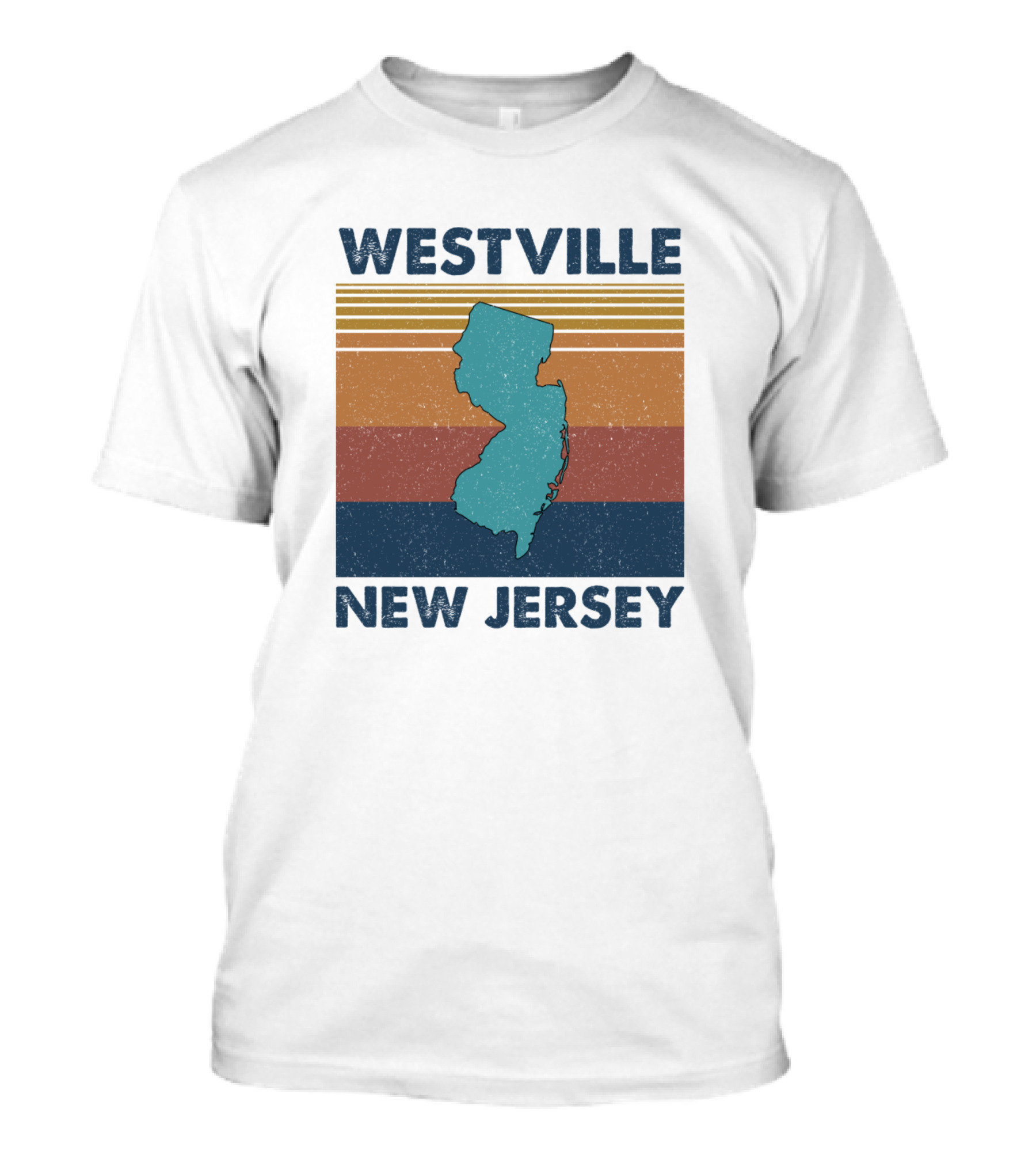 Westville New Jersey Retro Stripes Map T-Shirt