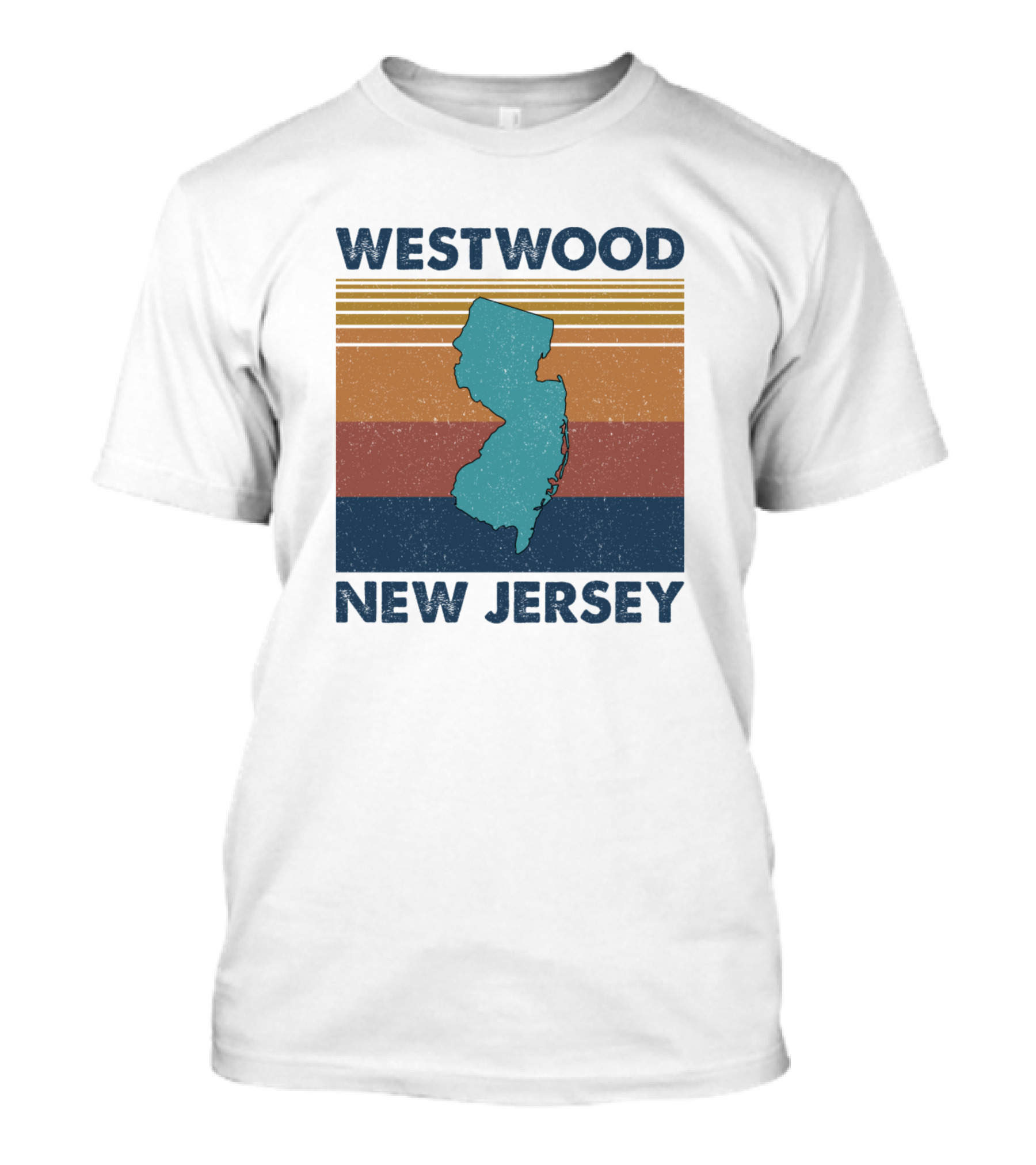 Westwood New Jersey Retro Vintage Map Stripes T-Shirt