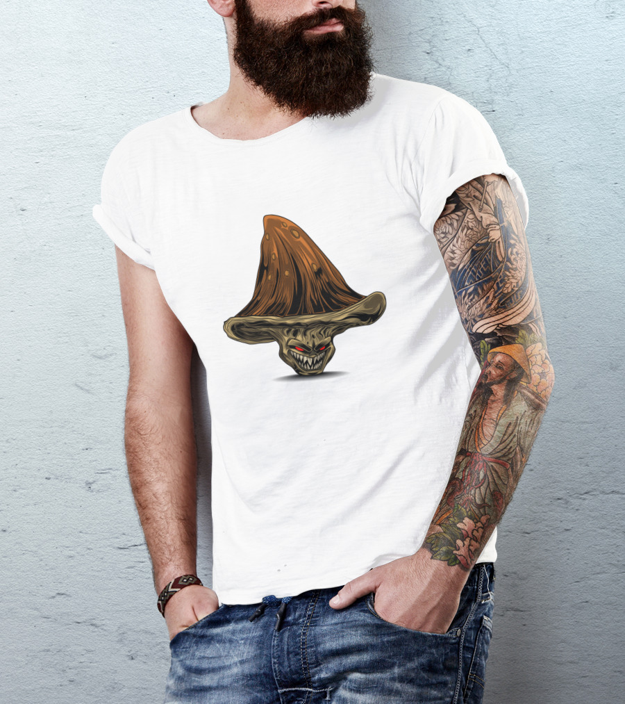 Wicked Infected Mushroom Evil Grinning Brown Cap T-Shirt