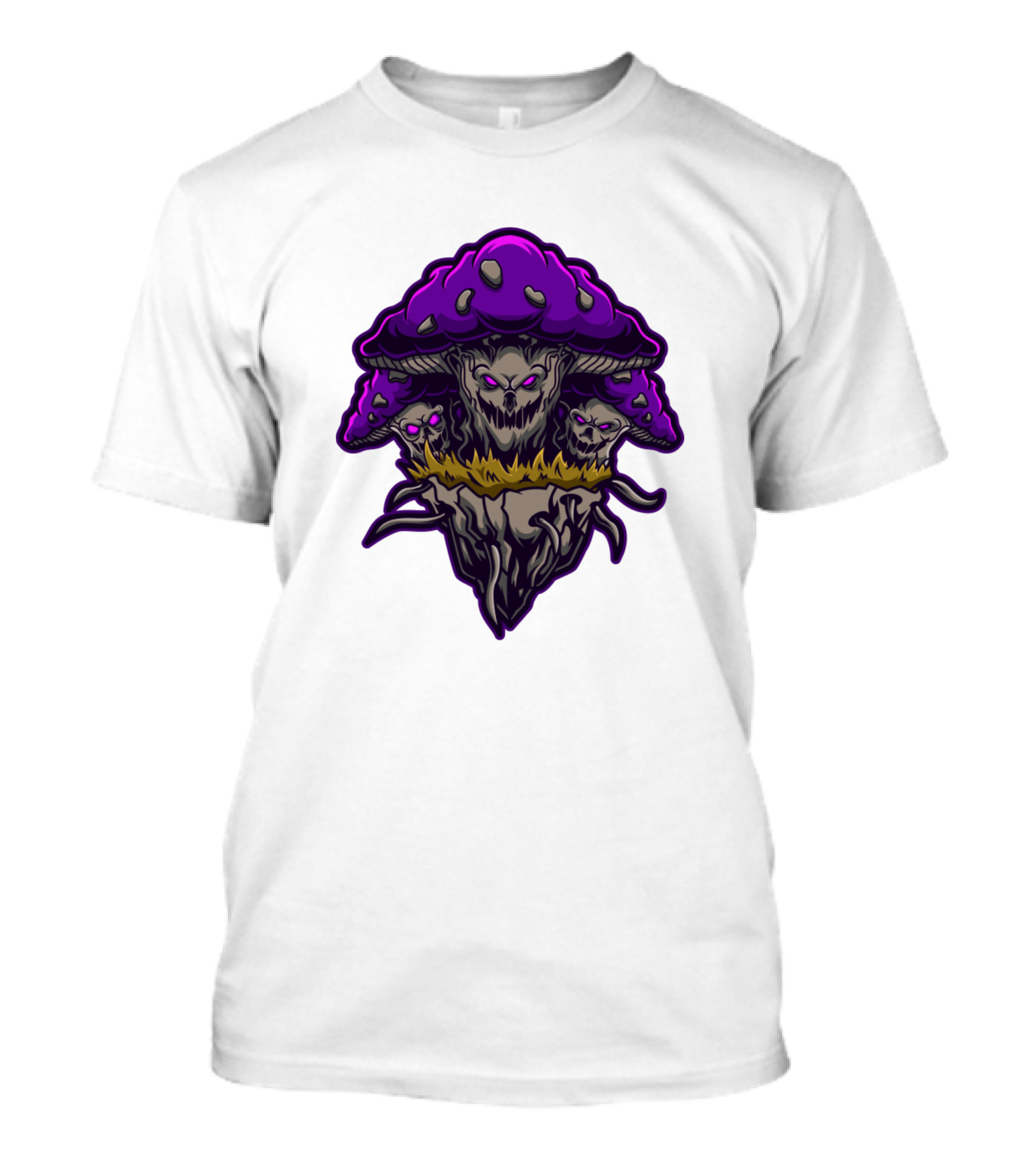 Wicked Purple Mushrooms Skull T-Shirt