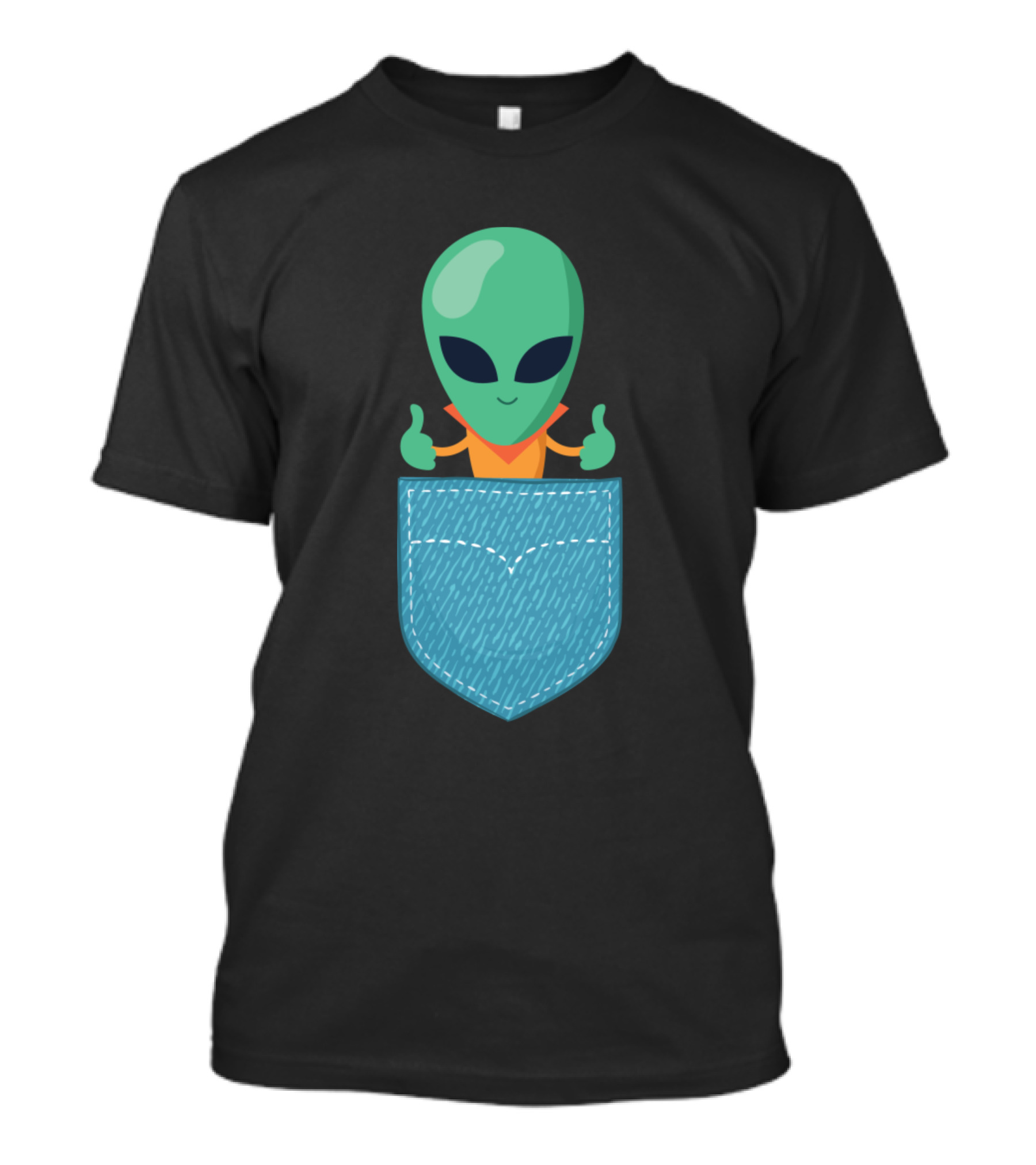 Alien Pocket Green Cute Alien Patch Halloween Costume T-Shirt