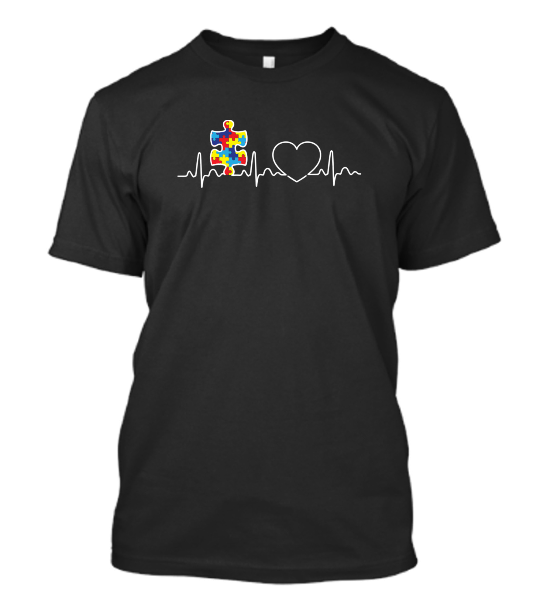 Autism Awareness Puzzle Piece Heartbeat With Heart T-Shirt