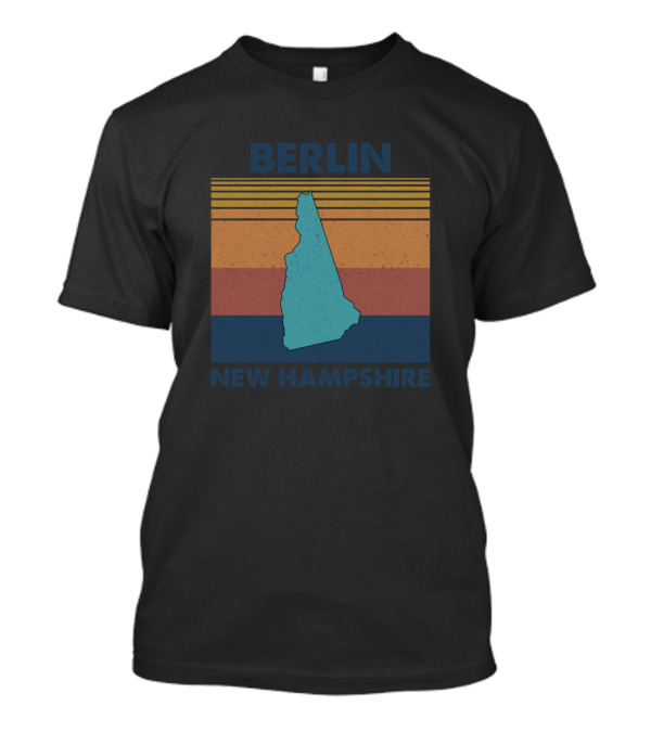 Berlin New Hampshire Vintage State Silhouette Retro Stripes T-Shirt