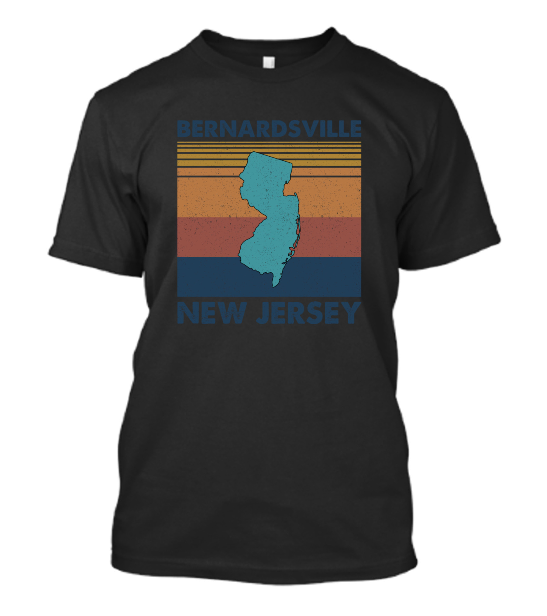 Bernardsville New Jersey Retro State Outline Vintage Stripes T-Shirt