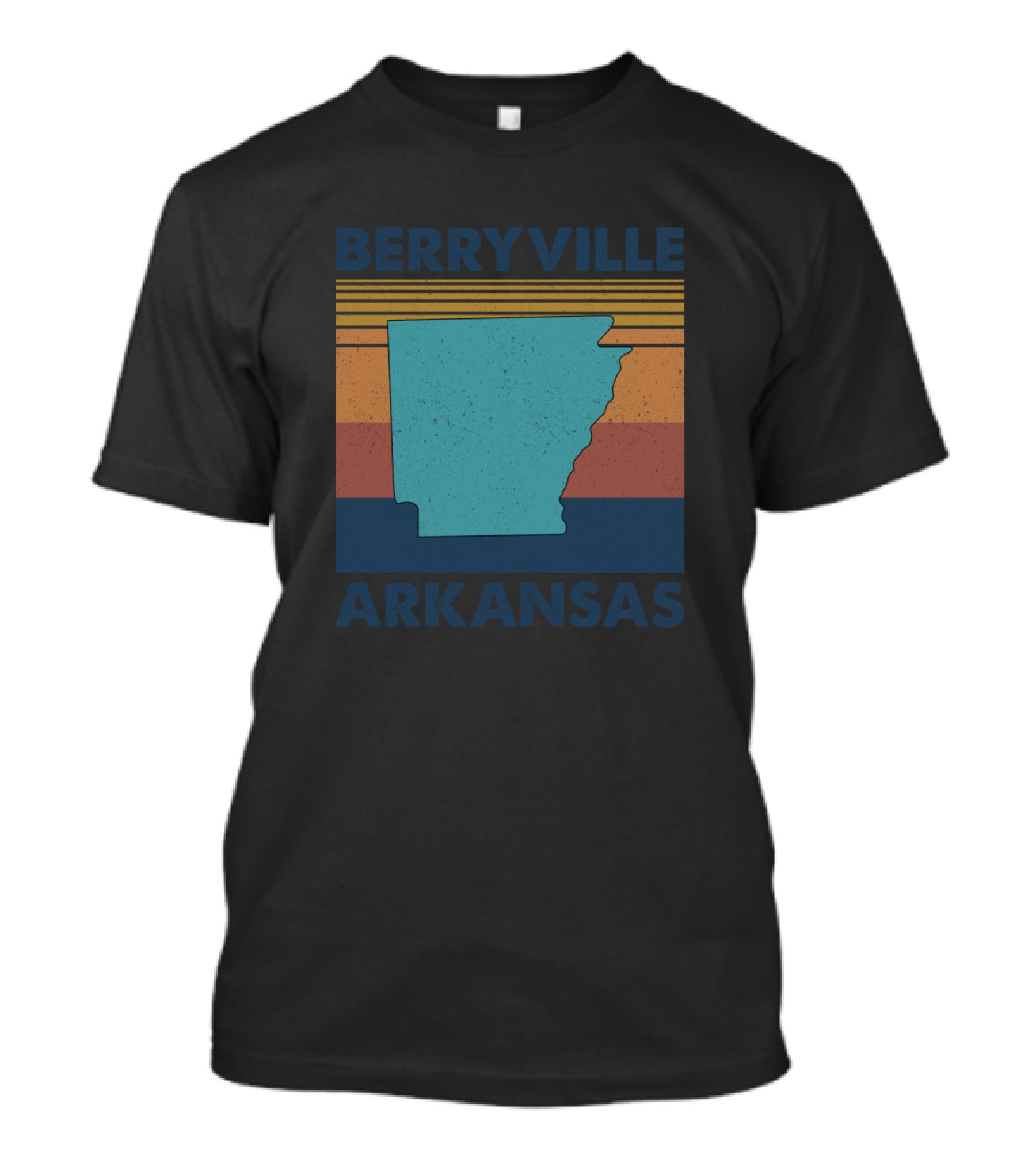 Berryville Arkansas Retro State Map Vintage Stripes T-Shirt