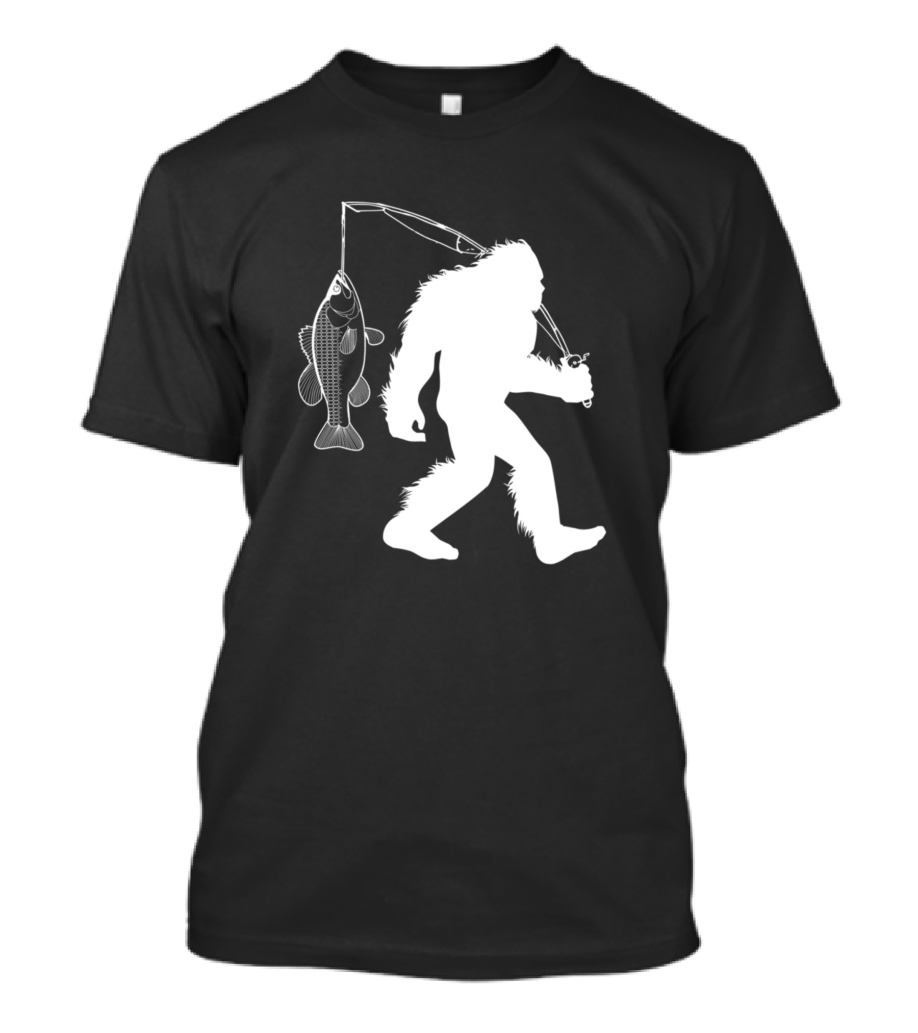 Bigfoot Sasquatch Bass Fishing Reel Catching Adventure T-Shirt